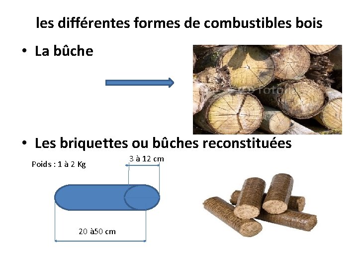 les différentes formes de combustibles bois • La bûche • Les briquettes ou bûches