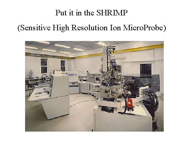 Put it in the SHRIMP (Sensitive High Resolution Ion Micro. Probe) Put it in the SHRIMP (Sensitive High Resolution Ion Micro. Probe)
