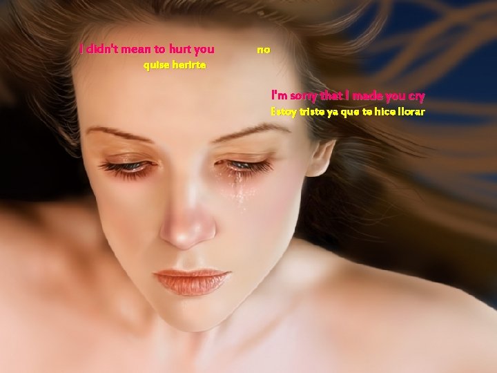 I didn't mean to hurt you no quise herirte I'm sorry that I made