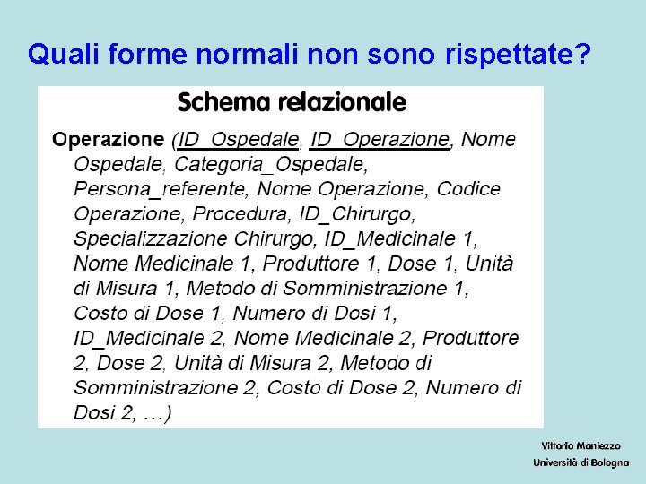 Quali forme normali non sono rispettate? 