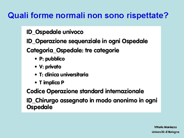 Quali forme normali non sono rispettate? 