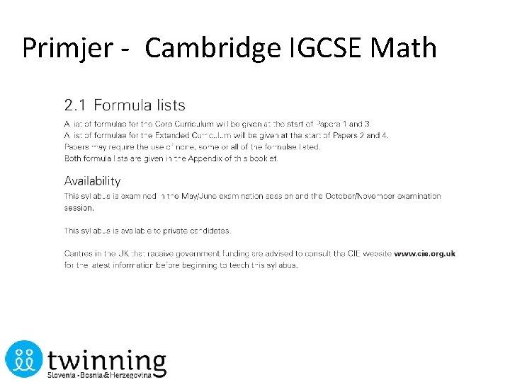 Primjer - Cambridge IGCSE Math 