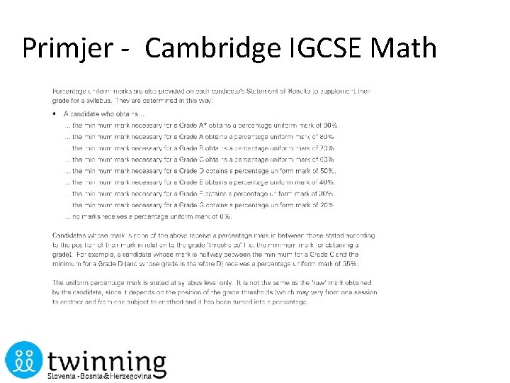 Primjer - Cambridge IGCSE Math 