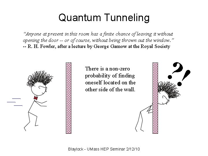 Quantum Tunneling “Anyone at present in this room has a finite chance of leaving