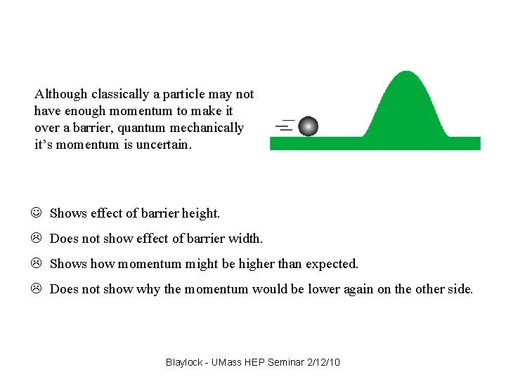 Ball rolling over a hill Although classically a particle may not have enough momentum