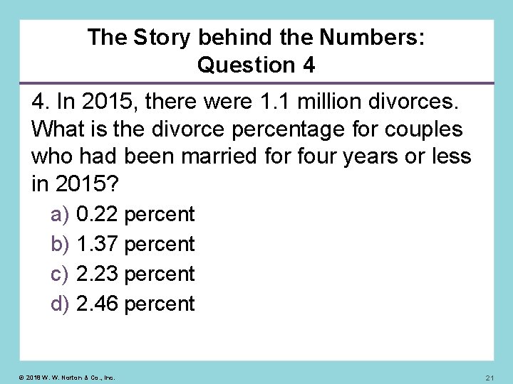 The Story behind the Numbers: Question 4 4. In 2015, there were 1. 1