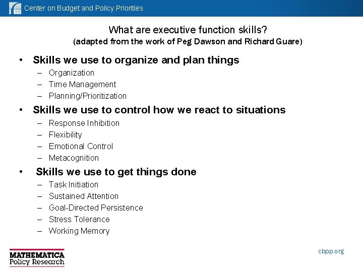 Center on Budget and Policy Priorities A Focus