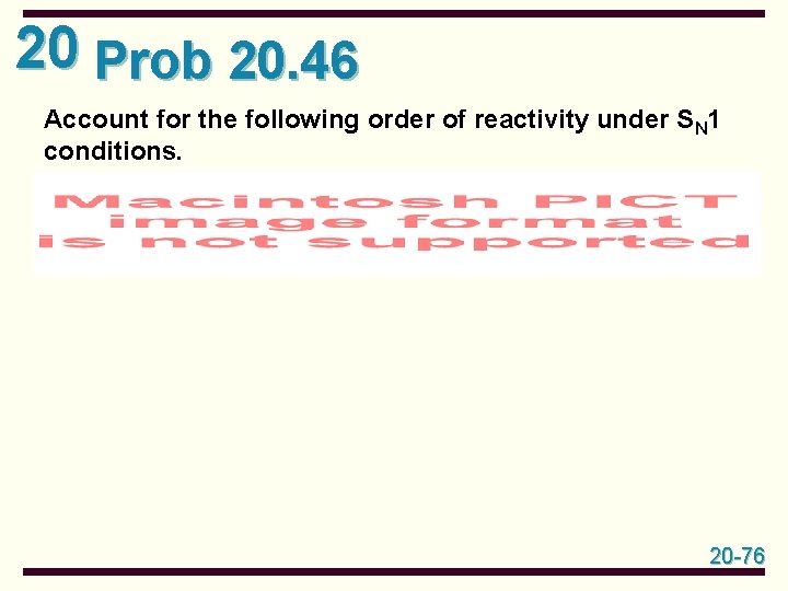 20 Prob 20. 46 Account for the following order of reactivity under SN 1