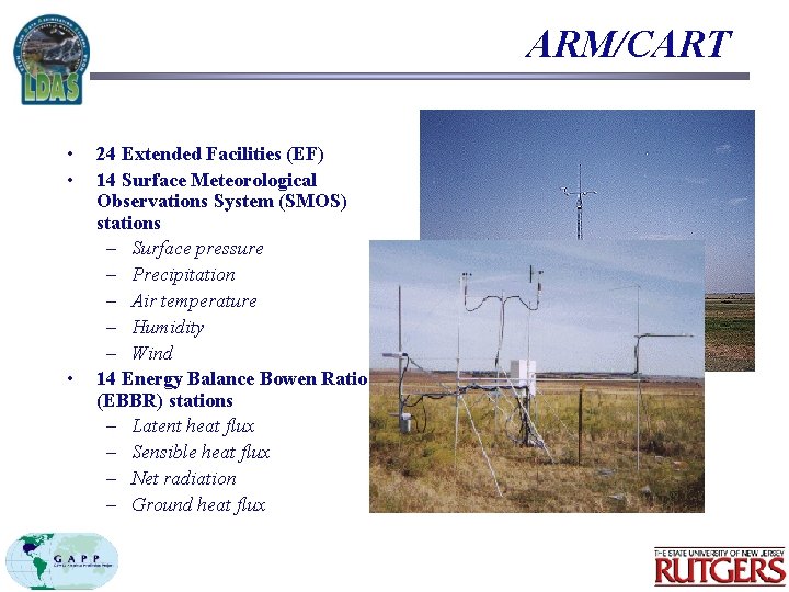 ARM/CART • • • 24 Extended Facilities (EF) 14 Surface Meteorological Observations System (SMOS)