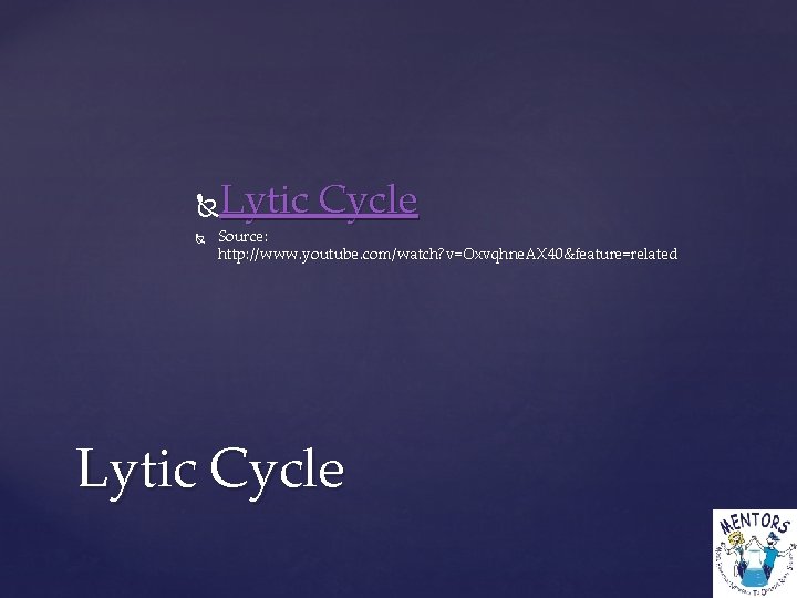 Lytic Cycle Source: http: //www. youtube. com/watch? v=Oxvqhne. AX 40&feature=related Lytic Cycle 