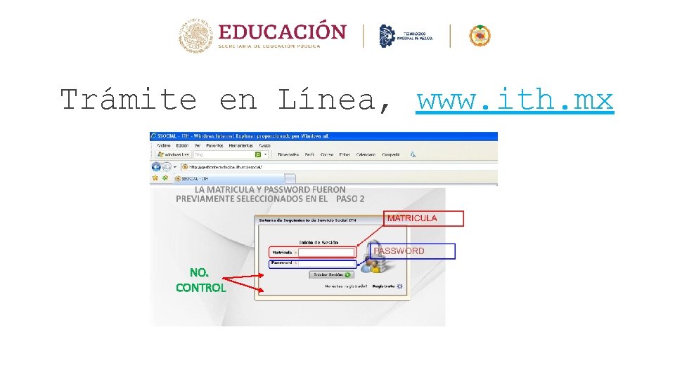 Trámite en Línea, www. ith. mx NO. CONTROL 