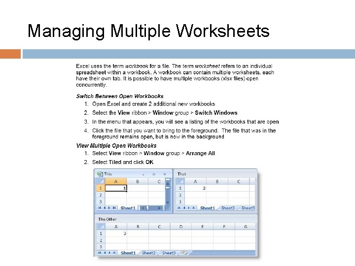 Managing Multiple Worksheets 