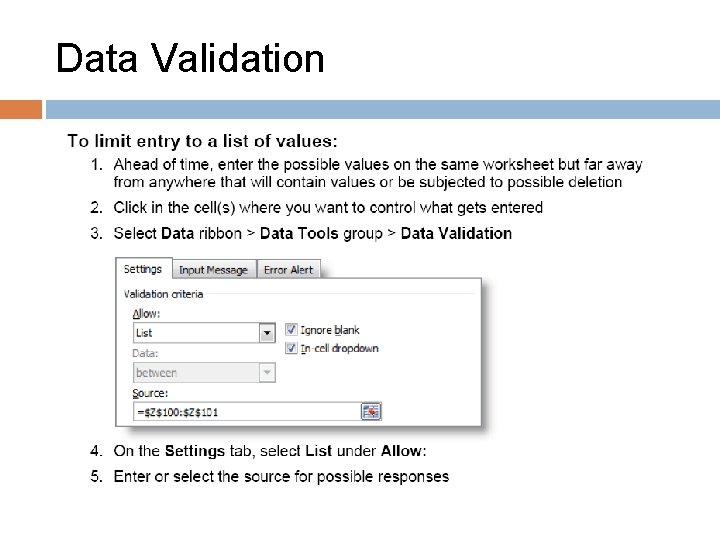 Data Validation 