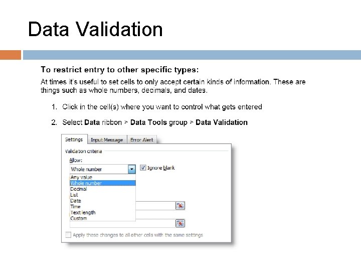 Data Validation 