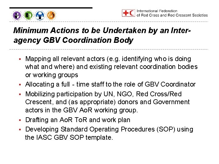 Minimum Actions to be Undertaken by an Interagency GBV Coordination Body § § §