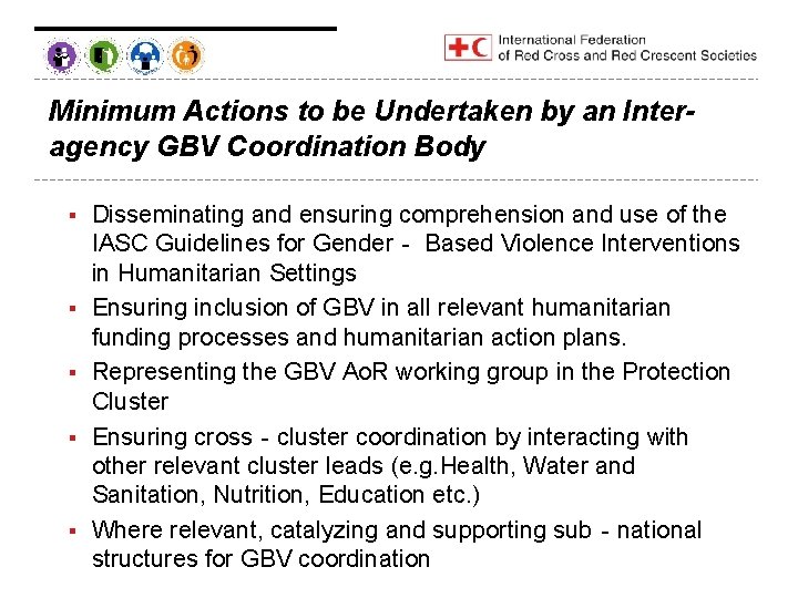Minimum Actions to be Undertaken by an Interagency GBV Coordination Body § § §