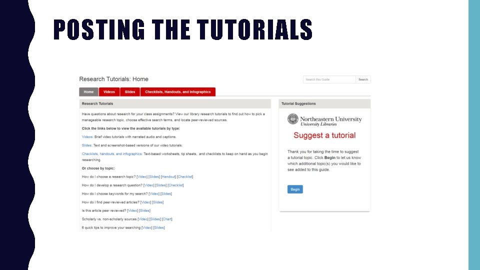 POSTING THE TUTORIALS 