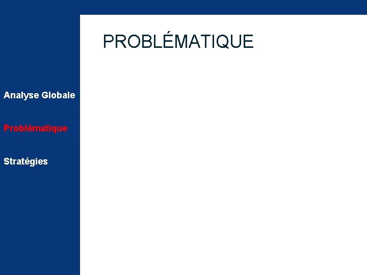 PROBLÉMATIQUE Analyse Globale Problématique Stratégies 