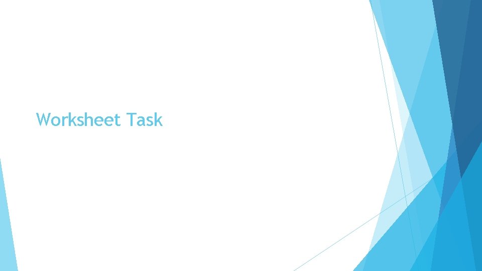 Worksheet Task 