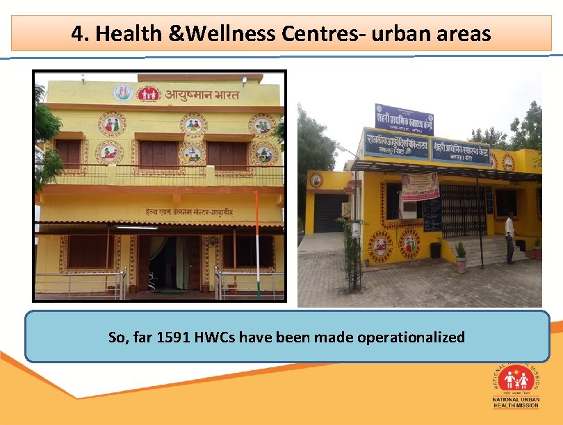 4. Health &Wellness Centres- urban areas So, far 1591 HWCs have been made operationalized