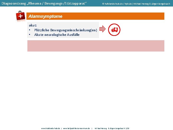 Diagnosestrang „Rheuma / Bewegungs-/Stützapparat“ hufelandschule. de / hplz. de| Michael Herzog & Jürgen Sengebusch