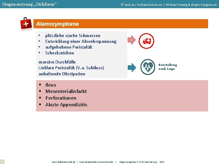 Diagnosestrang „Dickdarm“ hplz. de / hufelandschule. de | Michael Herzog & Jürgen Sengebusch Alarmsymptome