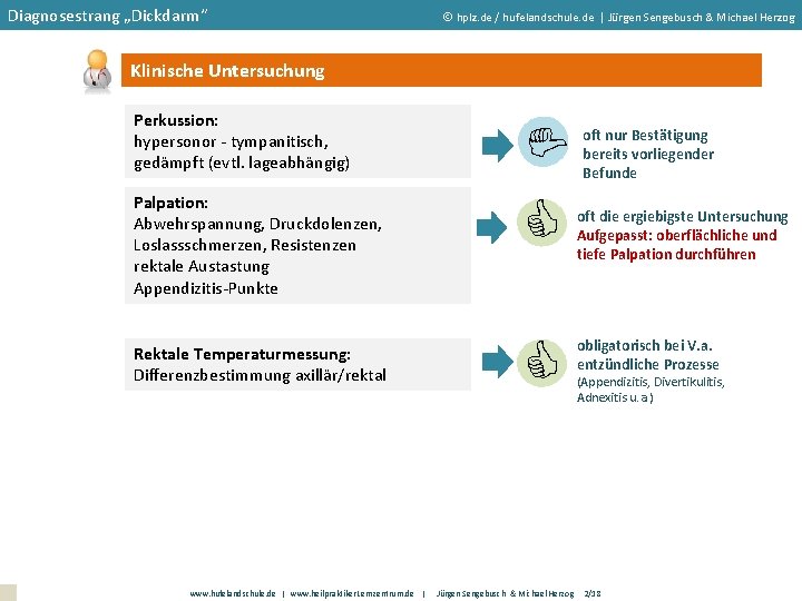 Diagnosestrang „Dickdarm“ hplz. de / hufelandschule. de | Jürgen Sengebusch & Michael Herzog Rektale