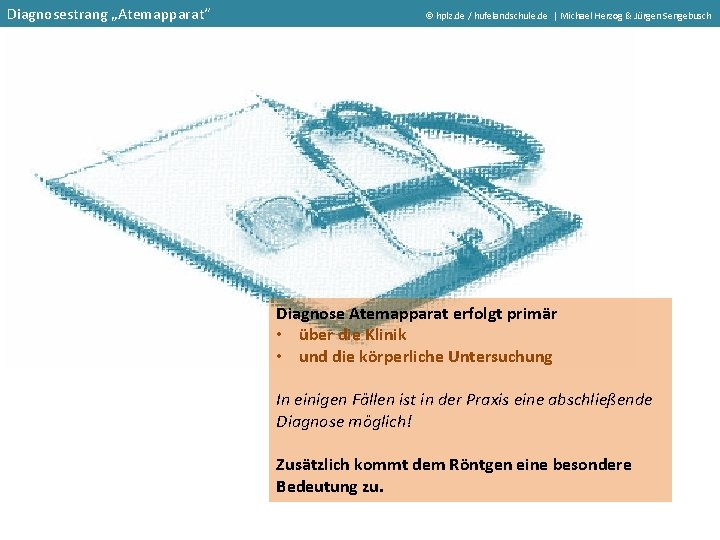 Diagnosestrang „Atemapparat“ hplz. de / hufelandschule. de | Michael Herzog & Jürgen Sengebusch Diagnose