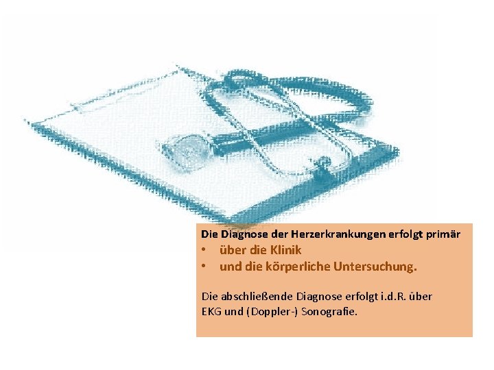 Die Diagnose der Herzerkrankungen erfolgt primär • über die Klinik • und die körperliche