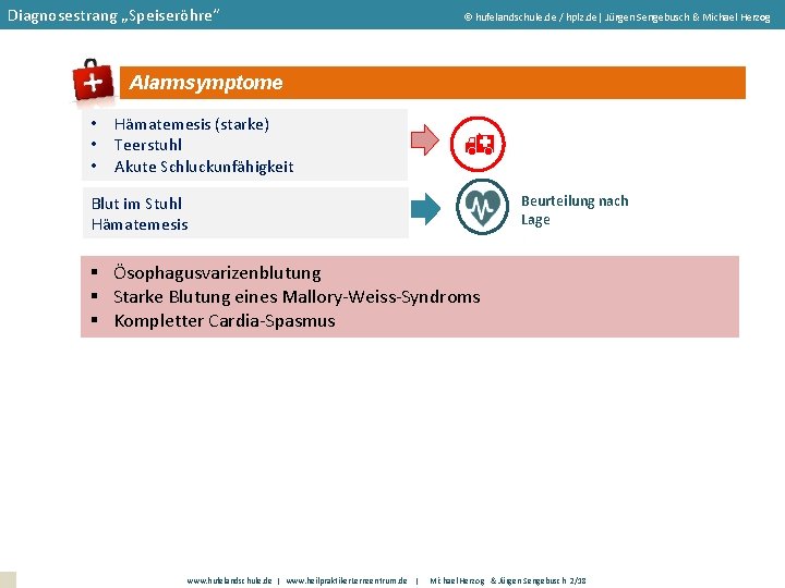 Diagnosestrang „Speiseröhre“ hufelandschule. de / hplz. de| Jürgen Sengebusch & Michael Herzog Alarmsymptome •