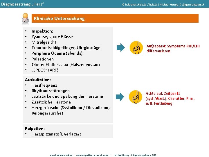 Diagnosestrang „Herz“ hufelandschule. de / hplz. de| Michael Herzog & Jürgen Sengebusch Klinische Untersuchung