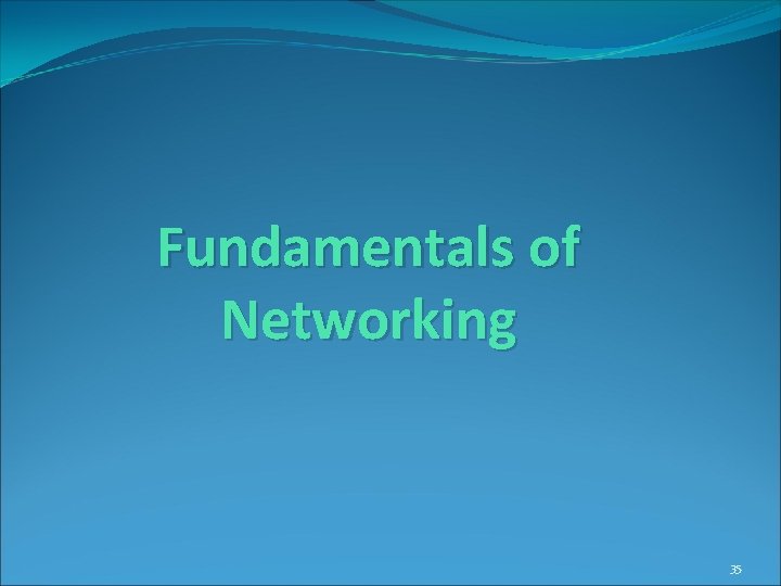 Fundamentals of Networking 35 