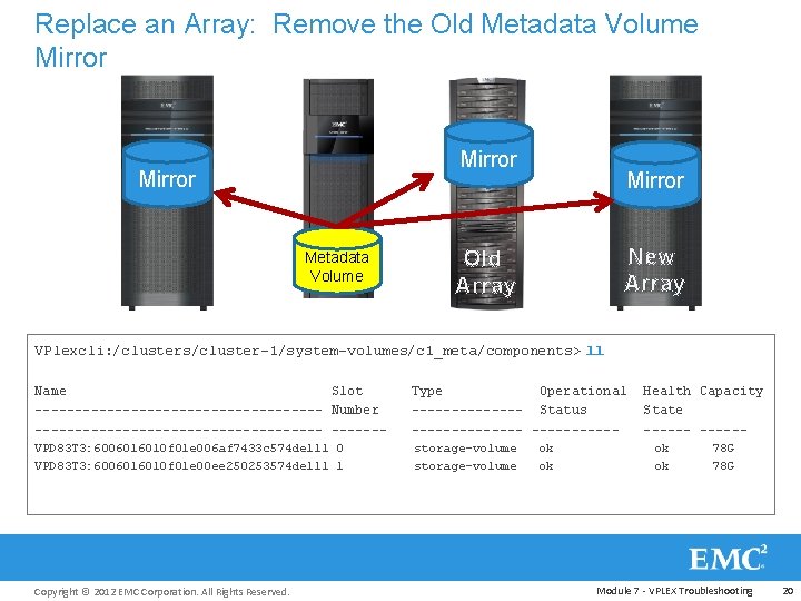 Replace an Array: Remove the Old Metadata Volume Mirror Metadata Volume Mirror New Array