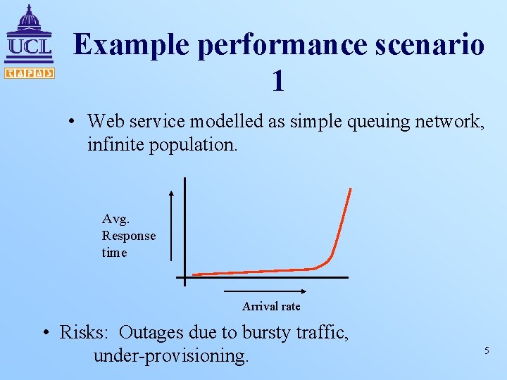 Example performance scenario 1 • Web service modelled as simple queuing network, infinite population.