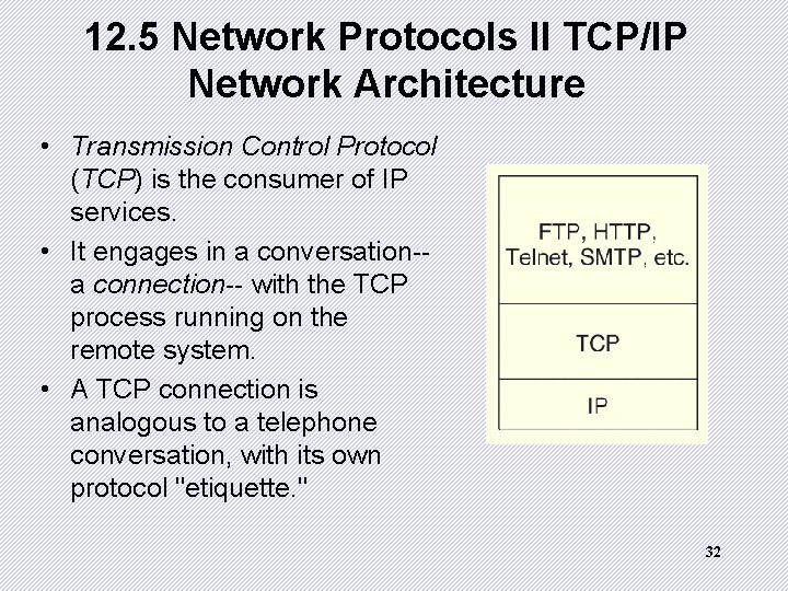 12. 5 Network Protocols II TCP/IP Network Architecture • Transmission Control Protocol (TCP) is 12. 5 Network Protocols II TCP/IP Network Architecture • Transmission Control Protocol (TCP) is