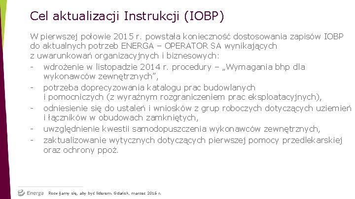 Instrukcja Organizacji Bezpiecznej Pracy przy urzdzeniach