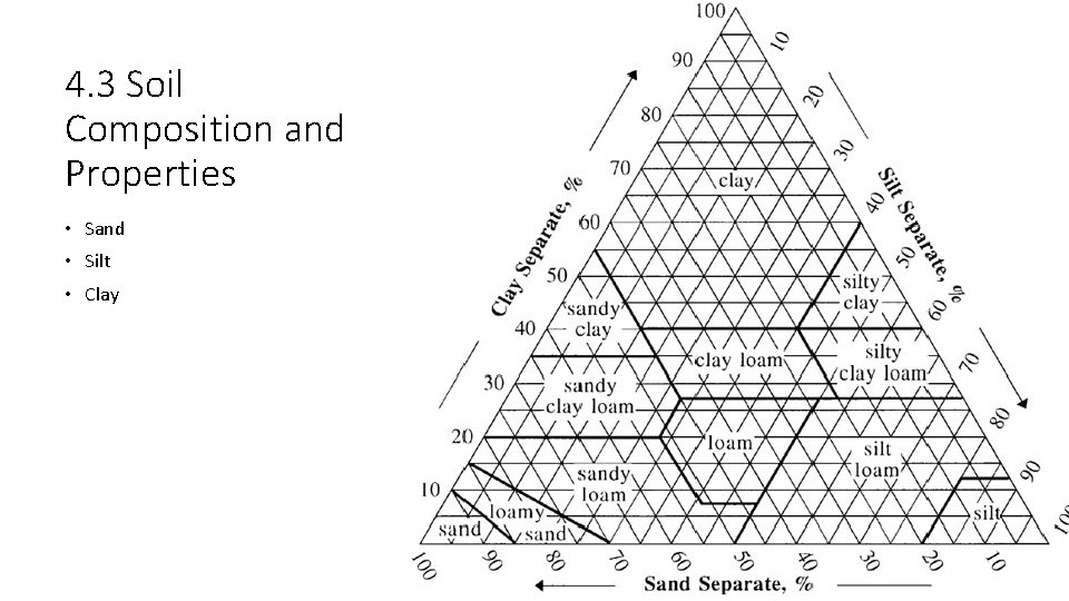 4. 3 Soil Composition and Properties • Sand • Silt • Clay 