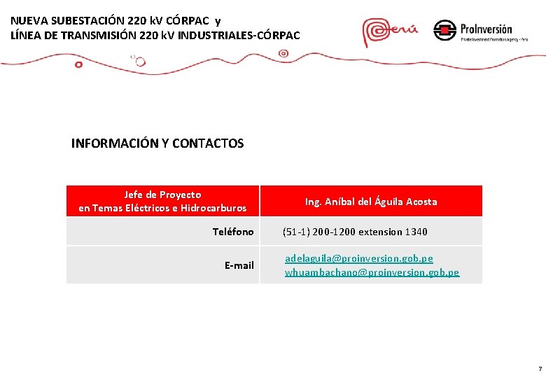 NUEVA SUBESTACIÓN 220 k. V CÓRPAC y LÍNEA DE TRANSMISIÓN 220 k. V INDUSTRIALES-CÓRPAC