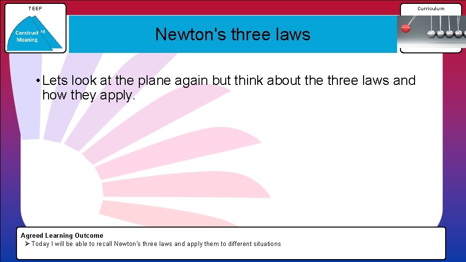 TEEP Curriculum Newton's three laws • Lets look at the plane again but think