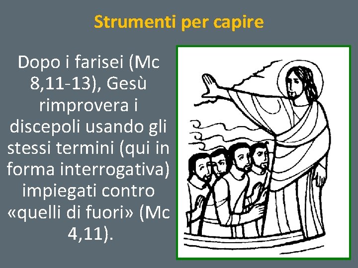 Strumenti per capire Dopo i farisei (Mc 8, 11 13), Gesù rimprovera i discepoli