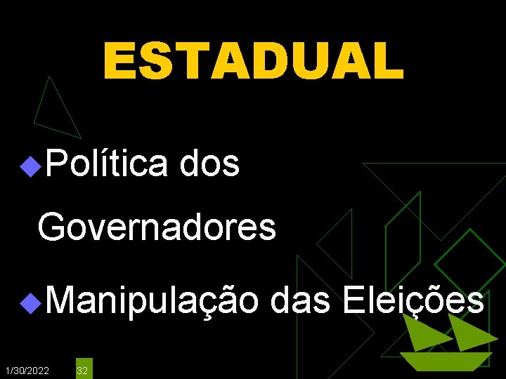 ESTADUAL u. Política dos Governadores u. Manipulação 1/30/2022 32 das Eleições 