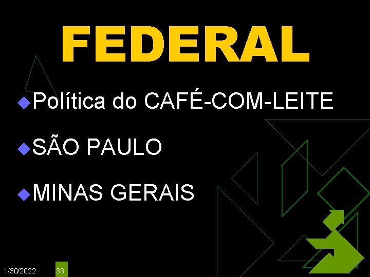 FEDERAL u. Política u. SÃO PAULO u. MINAS 1/30/2022 33 do CAFÉ-COM-LEITE GERAIS 