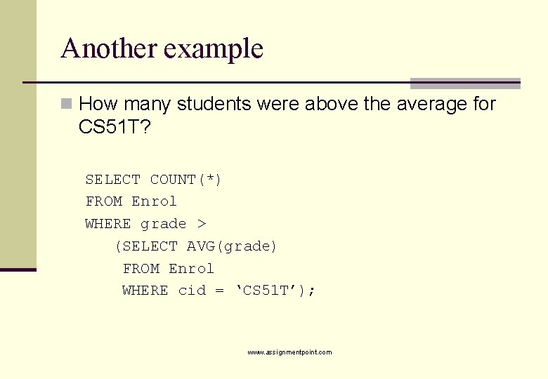 Another example n How many students were above the average for CS 51 T?