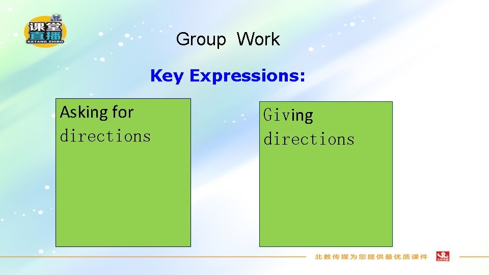 Group Work Key Expressions: Asking for directions Giving directions 