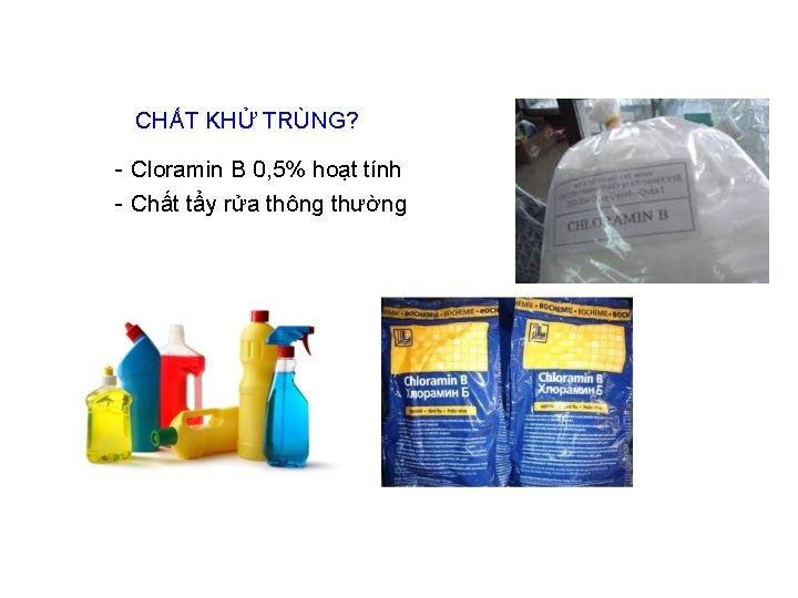 CHẤT KHỬ TRÙNG? - Cloramin B 0, 5% hoạt tính - Chất tẩy rửa