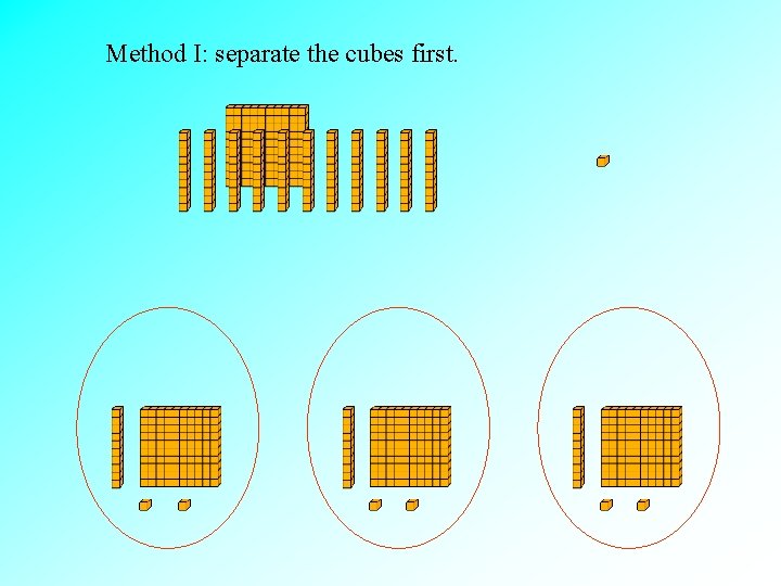Method I: separate the cubes first. 