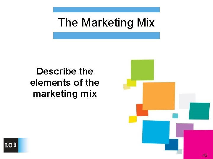The Marketing Mix Describe the elements of the marketing mix 9 42 