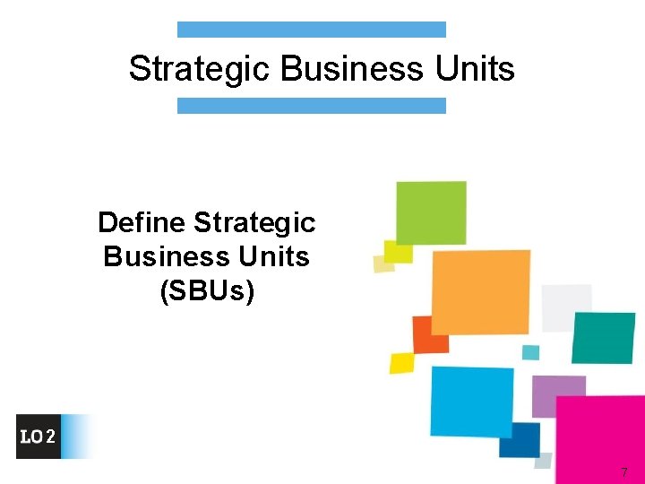 Strategic Business Units Define Strategic Business Units (SBUs) 2 7 