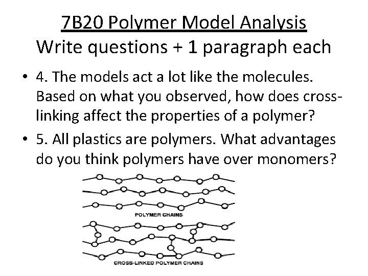 7 B 20 Polymer Model Analysis Write questions + 1 paragraph each • 4.