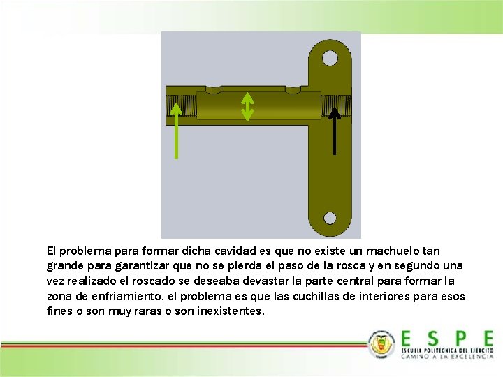 El problema para formar dicha cavidad es que no existe un machuelo tan grande